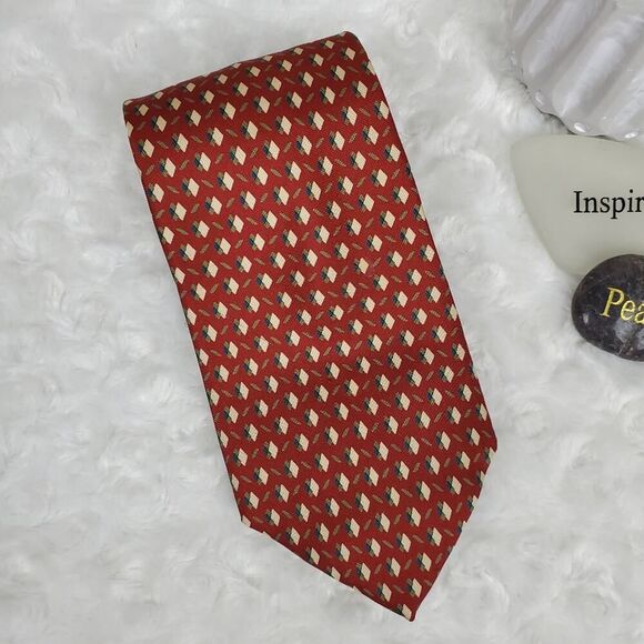 Christian Dior Silk Tie Burgundy Print - Picture 8 of 8
